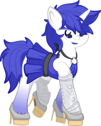 Size: 1920x2396 | Tagged: safe, artist:alexdti, oc, pony, unicorn, clothes, crossdressing, dress, high heels, male, shoes, simple background, solo, stallion, transparent background