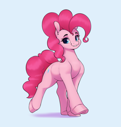 Size: 2746x2869 | Tagged: safe, artist:aquaticvibes, pinkie pie, earth pony, pony, g4, cute, diapinkes, female, happy, high res, looking at you, mare, simple background, smiling, solo, walking