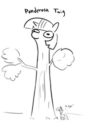 Size: 530x772 | Tagged: safe, artist:tjpones, princess celestia, twilight sparkle, alicorn, pony, g4, black and white, dendrification, duo, female, grayscale, i'd like to be a tree, inanimate tf, literal, mare, monochrome, simple background, solo focus, tree, twiggie, white background