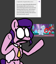 Size: 1237x1417 | Tagged: safe, artist:professorventurer, alphabittle blossomforth, pipp petals, pegasus, pony, unicorn, series:ask pippamena, clip trot, g5, my little pony: tell your tale, spoiler:g5, spoiler:my little pony: tell your tale, charlie kelly, exploitable meme, it's always sunny in philadelphia, meme, necktie, pepe silvia, phone, ponified meme, red circle