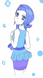 Size: 1190x2130 | Tagged: safe, artist:auntie_grub, rarity, human, equestria girls, g4, clothes, female, looking at you, looking back, looking back at you, rarity peplum dress, simple background, solo, white background