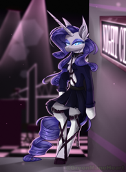 Size: 2200x3000 | Tagged: safe, artist:greenmaneheart, rarity, pony, unicorn, g4, bipedal, chest fluff, clothes, female, high res, lingerie, mare, skirt, solo