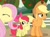 Size: 720x528 | Tagged: safe, artist:shungire, apple bloom, applejack, fluttershy, earth pony, pegasus, pony, fanfic:let her in, g4, bloom butt, butt, female, filly, flank, foal, mare, plot, smiling