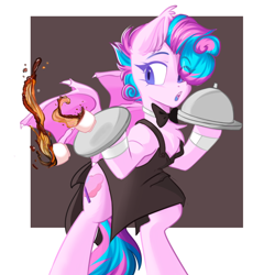 Size: 1000x1000 | Tagged: safe, artist:thieftea, oc, oc only, bat pony, pony, cup, solo, teacup