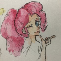 Size: 2000x2000 | Tagged: safe, artist:mingtiaonianer31589, pinkie pie, human, g4, high res, humanized, solo, traditional art