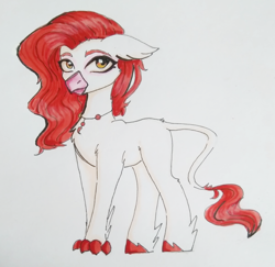 Size: 1600x1552 | Tagged: safe, artist:tanatos, oc, oc only, oc:ruby, hippogriff, hybrid, solo, traditional art