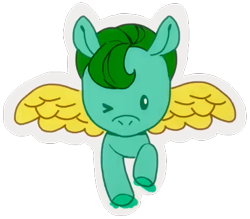 Size: 480x420 | Tagged: safe, part of a set, screencap, pegasus, pony, g5, my little pony: make your mark, my little pony: make your mark chapter 1, spoiler:my little pony: make your mark, background removed, one eye closed, simple background, solo, sticker, transparent background, unnamed character, unnamed pony, wink