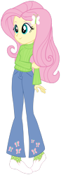 Size: 1280x3658 | Tagged: safe, artist:tezzfordtrash, fluttershy, human, equestria girls, g4, clothes, female, jeans, pants, simple background, solo, sweater, sweatershy, transparent background