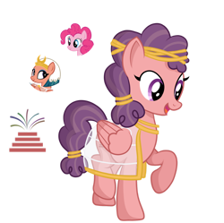 Size: 1280x1273 | Tagged: safe, artist:tenderrain-art, pinkie pie, somnambula, oc, pegasus, pony, g4, base used, clothes, female, magical lesbian spawn, mare, offspring, parent:pinkie pie, parent:somnambula, simple background, transparent background