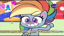 Size: 1280x720 | Tagged: safe, screencap, rainbow dash, cotton candy-colored glasses, g4.5, my little pony: pony life, spoiler:pony life s02e04, grin, perdana record, smiling, solo