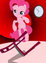 Size: 364x496 | Tagged: safe, artist:capital_t, pinkie pie, earth pony, pony, g4, animated, clock, cyriak, dancing, deformed, loop, not salmon, perfect loop, psychedelic, solo, sound, surreal, wat, webm