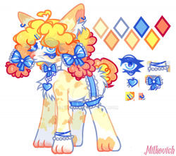Size: 1280x1142 | Tagged: safe, artist:dillice, oc, oc only, cat, cat pony, original species, pony, bow, chest fluff, deviantart watermark, ear fluff, ear piercing, earring, eyelashes, female, jewelry, mare, obtrusive watermark, piercing, solo, watermark