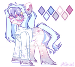 Size: 1280x1144 | Tagged: safe, artist:dillice, oc, oc only, pony, clothes, deviantart watermark, ear piercing, eyelashes, female, mare, obtrusive watermark, piercing, simple background, solo, unshorn fetlocks, watermark, white background