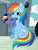 Size: 1077x1417 | Tagged: safe, artist:madlilon2051, rainbow dash, oc, pegasus, pony, g4, baby, baby pony, bags under eyes, base used, female, filly, foal, mare, mouth hold, offspring, parent:rainbow dash, parent:soarin', parents:soarindash