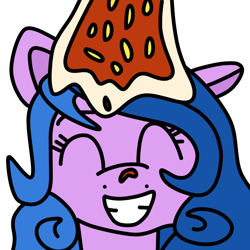 Size: 1000x1000 | Tagged: safe, artist:jadeharmony, izzy moonbow, pony, unicorn, g5, my little pony: make your mark, spoiler:my little pony: make your mark, cute, eyes closed, female, food, grin, izzybetes, mare, pizza, simple background, smiling, solo, transparent background
