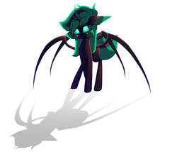 Size: 2000x1709 | Tagged: safe, artist:minty--fresh, oc, oc only, oc:minty fresh, changeling, spider, spiderling, extra legs, green changeling, mandibles, multicolored hair, multiple eyes, simple background, solo, white background