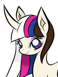 Size: 715x941 | Tagged: safe, artist:cryptidkitty, oc, oc only, oc:midnight, pony, unicorn, female, horn, mare, simple background, smiling, white background