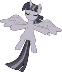 Size: 3377x3898 | Tagged: safe, artist:melisareb, artist:wardex101, edit, twilight sparkle, alicorn, pony, deep tissue memories, g4, my little pony: friendship is forever, discorded, discorded twilight, eyes closed, female, frown, high res, inkscape, mare, sad, simple background, solo, transparent background, twilight sparkle (alicorn), twilight tragedy, vector, wings