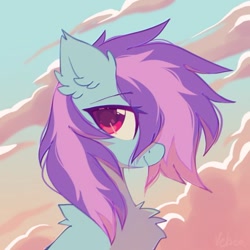 Size: 500x500 | Tagged: safe, artist:mirtash, oc, oc only, oc:nohra, earth pony, pony, chest fluff, ear fluff, eyebrows, eyebrows visible through hair, female, fluffy, looking at you, mare, smiling, smiling at you, solo, two toned mane