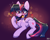Size: 2228x1802 | Tagged: safe, artist:gicme, twilight sparkle, alicorn, pony, g4, blushing, chest fluff, eye clipping through hair, female, heart, high res, mare, open mouth, open smile, raised hoof, signature, smiling, solo, stars, twilight sparkle (alicorn)