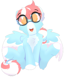 Size: 1667x1982 | Tagged: safe, artist:rhythmpixel, oc, oc only, oc:cloud jumper, pegasus, pony, chest fluff, female, glasses, lineless, looking at you, mare, simple background, solo, transparent background