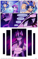 Size: 2301x3549 | Tagged: safe, artist:darlyjay, twilight sparkle, oc, oc:starfall sparkle, oc:sterling sentry, alicorn, pony, unicorn, comic:save the harmony, g4, female, high res, mare, offspring, parent:flash sentry, parent:twilight sparkle, parents:flashlight, twilight sparkle (alicorn)