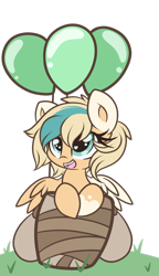 Size: 1280x2219 | Tagged: safe, artist:starlightlore, oc, oc only, oc:sun light, pegasus, pony, balloon, basket, coat markings, female, filly, foal, simple background, socks (coat markings), solo, transparent background