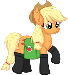 Size: 6325x6912 | Tagged: safe, artist:cyanlightning, applejack, earth pony, pony, g4, somepony to watch over me, .svg available, absurd resolution, bag, boots, clothes, female, mare, saddle bag, shoes, simple background, solo, transparent background, vector
