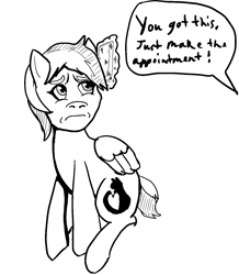 Size: 1232x1416 | Tagged: safe, artist:silence, oc, oc only, oc:kitty sweet, pegasus, pony, anxiety, cellphone, doodle, meme, monochrome, neurodivergent, phone, smartphone, social anxiety