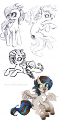 Size: 799x1619 | Tagged: safe, artist:fukari, oc, oc only, pegasus, pony, female, frown, lineart, looking back, mare, sketch, sketch dump, traditional art, wide eyes, wings