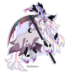 Size: 2187x2367 | Tagged: safe, artist:gkolae, oc, oc only, pony, clothes, high res, scythe, simple background, solo, unshorn fetlocks, white background