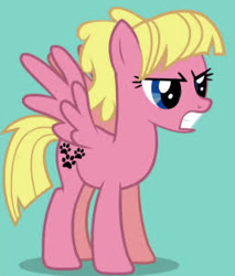 Size: 256x301 | Tagged: safe, oc, oc only, oc:sweetie bloom, pegasus, pony, angry, female, gritted teeth, mare, spread wings, sweetie bloom is not amused, teeth, unamused, wings, youtube link