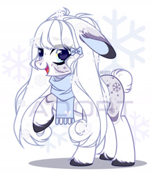 Size: 1600x1821 | Tagged: safe, artist:fenix-artist, oc, oc only, pony, clothes, floppy ears, raised hoof, scarf, unshorn fetlocks