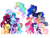 Size: 1398x1049 | Tagged: safe, artist:magpie-pony, apple bloom, applejack, dj pon-3, fizzlepop berrytwist, fluttershy, maud pie, octavia melody, pinkie pie, princess celestia, princess luna, rainbow dash, rarity, scootaloo, starlight glimmer, sweetie belle, tempest shadow, trixie, twilight sparkle, vinyl scratch, alicorn, earth pony, pegasus, pony, unicorn, g4, cutie mark crusaders, female, filly, foal, mane six, mare, pointy legs, simple background, twilight sparkle (alicorn), white background