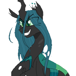 Size: 1080x1080 | Tagged: safe, artist:beetlebonez, derpibooru exclusive, queen chrysalis, changeling, changeling queen, g4, animated, barely animated, female, gif, simple background, solo, talking, transparent background