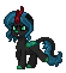 Size: 220x244 | Tagged: safe, artist:twilyisbestpone, derpibooru exclusive, queen chrysalis, kirin, pony, pony town, g4, animated, cloven hooves, fangs, female, gif, kirin chrysalis, kirin-ified, leonine tail, pixel art, simple background, solo, species swap, tail, transparent background, trotting, trotting in place, walking