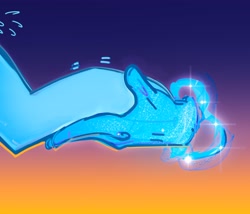 Size: 2484x2125 | Tagged: safe, artist:alumx, oc, oc:alumx, oc:blue chewings, earth pony, pony, unicorn, description is relevant, duo, gradient background, hand, high res, holding hooves, magic, magic hands, offscreen character