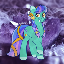 Size: 1280x1280 | Tagged: safe, artist:horse-time-babey, oc, oc only, crystal pony, pony, braid, solo