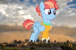 Size: 1600x1067 | Tagged: safe, artist:charity-rose, artist:thegiantponyfan, windy whistles, pegasus, pony, g4, arizona, female, giant pegasus, giant pony, giantess, highrise ponies, irl, macro, mare, mega giant, phoenix (city), photo, ponies in real life, smiling, solo