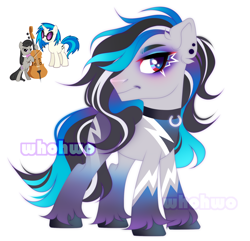 Size: 1950x1882 | Tagged: safe, artist:whohwo, dj pon-3, octavia melody, vinyl scratch, earth pony, pony, unicorn, g4, base used, chest fluff, ear piercing, eyelashes, fusion, fusion:octavia melody, fusion:vinyl scratch, makeup, male, piercing, simple background, smiling, stallion, unshorn fetlocks, white background