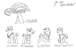 Size: 1023x668 | Tagged: safe, earth pony, pony, g4, a-team, b.a. baracus, crossover, howling mad murdock, john hannibal smith, sketch, templeton faceman peck