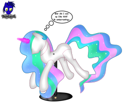 Size: 5060x4154 | Tagged: safe, artist:damlanil, princess celestia, alicorn, pony, g4, bondage, clothes, collar, comic, crystal horn, encasement, fake horn, female, horn, i have no mouth and i must scream, inanimate tf, latex, link in description, magic, magic aura, mannequin, mannequin tf, mare, no mouth, objectification, pedestal, petrification, ponyquin, rubber, shiny, show accurate, simple background, solo, speech bubble, text, transformation, transparent background, vector