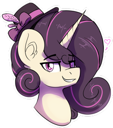 Size: 2264x2561 | Tagged: safe, artist:czu, oc, oc only, oc:charm, pony, unicorn, bust, grin, hat, high res, male, portrait, simple background, smiling, solo, top hat, transparent background