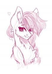 Size: 1280x1811 | Tagged: safe, artist:delfinaluther, earth pony, pony, chest fluff, ear fluff, female, fluffy, heart, heart eyes, pink, sketch, smiling, solo, wingding eyes