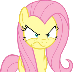 Size: 1280x1272 | Tagged: safe, artist:brutalityinc, edit, edited screencap, screencap, fluttershy, pegasus, pony, g4, season 9, sweet and smoky, :s, angry, background removed, badass, death stare, female, flutterbadass, front view, mare, not a vector, shrunken pupils, simple background, solo, transparent background, wavy mouth
