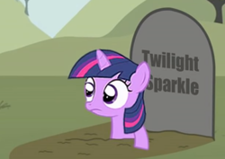 Size: 364x257 | Tagged: safe, artist:toucanldm, twilight sparkle, pony, unicorn, g4, dirt, female, filly, filly twilight sparkle, foal, grave, gravestone, horn, mare, unicorn twilight, younger, youtube link