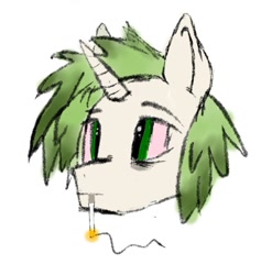Size: 870x879 | Tagged: safe, artist:m37, oc, oc only, oc:ein, pony, unicorn, bust, cigarette, green eyes, male, pencil drawing, portrait, simple background, solo, traditional art
