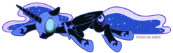 Size: 1400x430 | Tagged: safe, artist:jennieoo, nightmare moon, alicorn, pony, g4, defeated, lying down, show accurate, simple background, solo, transparent background, vector