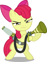 Size: 461x600 | Tagged: safe, artist:seahawk270, apple bloom, earth pony, pony, bloom & gloom, g4, bipedal, female, filly, foal, pest control gear, pest control pony, simple background, solo, transparent background, vector