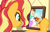 Size: 1024x647 | Tagged: safe, artist:emeraldblast63, princess celestia, sunset shimmer, alicorn, pony, unicorn, comic:the tale of two sunsets, g4, female, filly, filly sunset shimmer, looking at something, mare, picture, solo, story included, younger